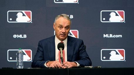 Commissioner Rob Manfred during a news conference in