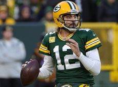 Aaron Rodgers of the Packers looks to pass