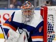 Semyon Varlamov of the Islanders defends the net