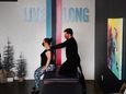 Lisa Santoiemma gets stretched by flexologist Terence Kraemer,