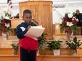 Aaron Gay, 8, of Hempstead, speaks in Bethlehem