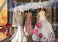 Mannequins in wedding gowns are seen in