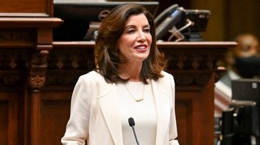 New York Gov. Kathy Hochul delivers the State
