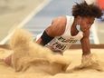 LaDuke Harris of Floyd kicks up sand in