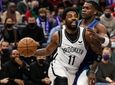 Kyrie Irving of the Brooklyn Nets is fouled