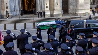 The body of fallen NYPD Officer Jason River