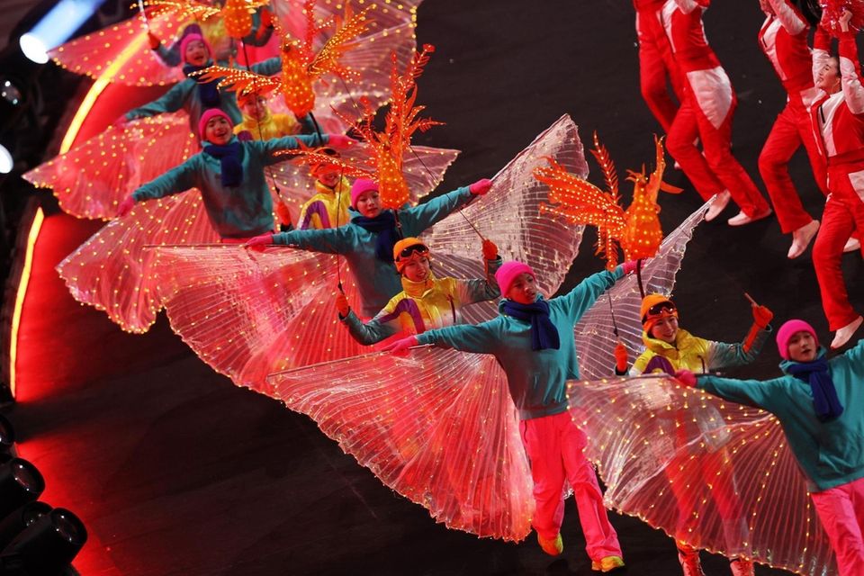 BEIJING, CHINA - FEBRUARY 04: Performer's dance during