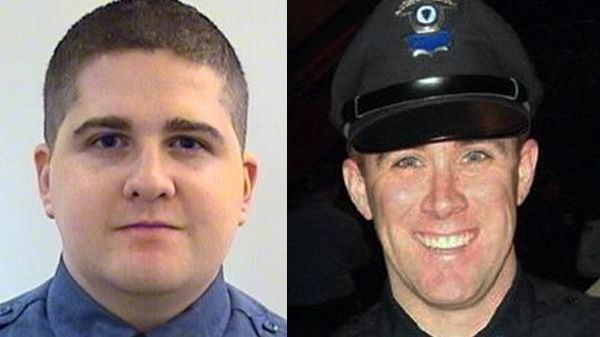 MIT Officer Sean Collier, left, was shot to