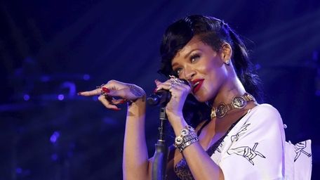 Singer Rihanna performs on her 777 tour at