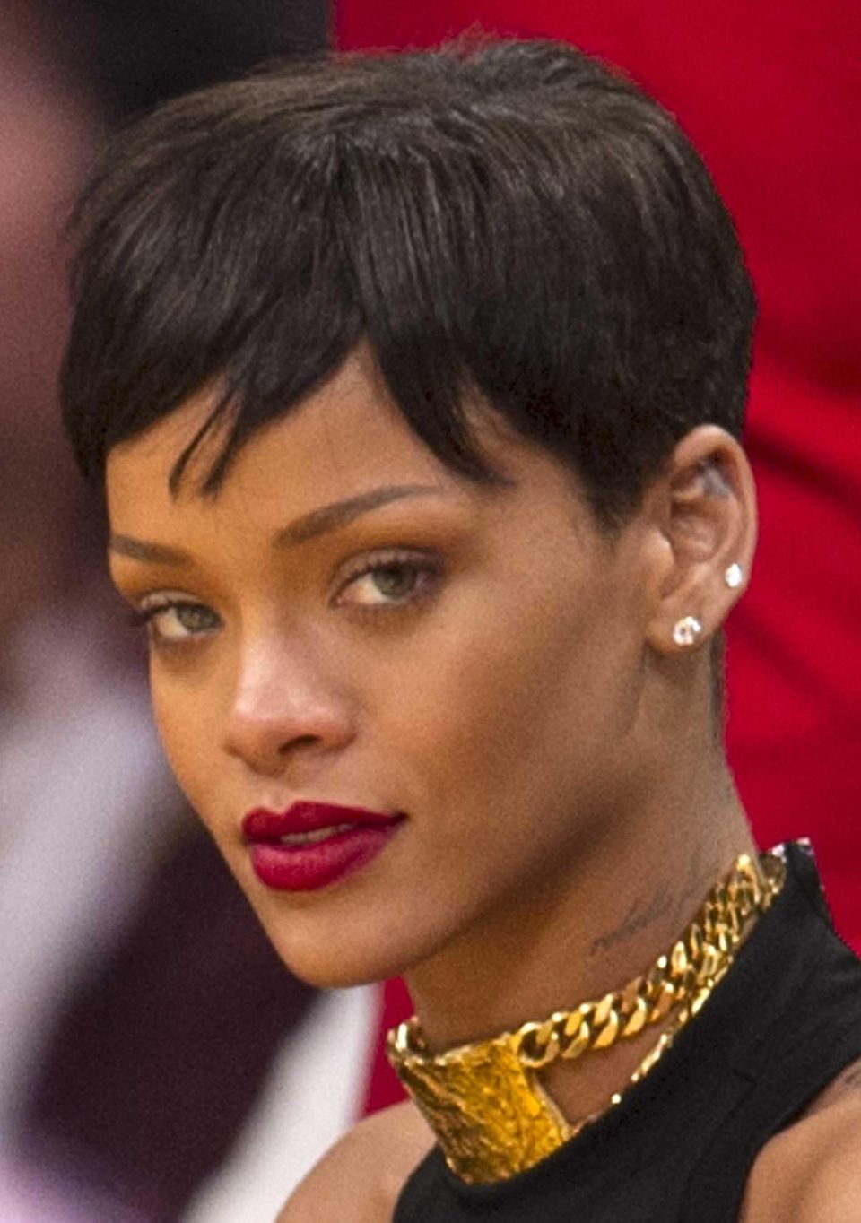 Rihanna attends the NBA game between the Los