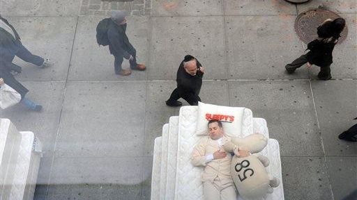 Sleepy's placed a stack of mattresses on Fifth