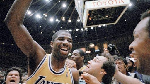 MAGIC JOHNSON'S HOOK: Kareem Abdul-Jabbar had the sky