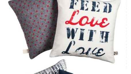 These Feed logo printed throw pillows are $25