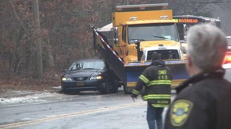 An accident involving a plow or sander truck