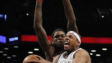 Brooklyn Nets forward Paul Pierce shoots a layup