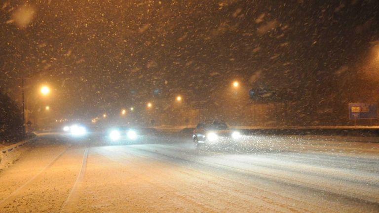 Treacherous road conditions along the westbound Long Island