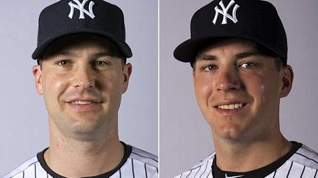 Yankees pitchers Matt Daley, left, and Danny Burawa