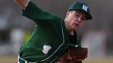 Westhampton Beach relief pitcher Nick Arpino throws against