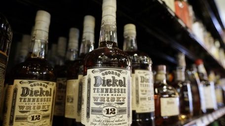 Bottles of George Dickel Tennessee whiskey are displayed