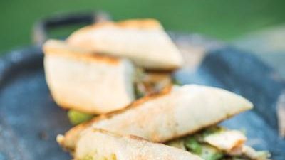 The grilled chicken pesto panini can be found