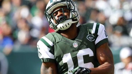Percy Harvin of the Jets reacts after a