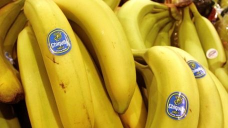 Chiquita bananas are on display at a grocery