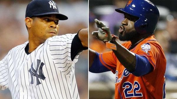 Yankees pitcher Esmil Rogers and Mets outfielder Eric