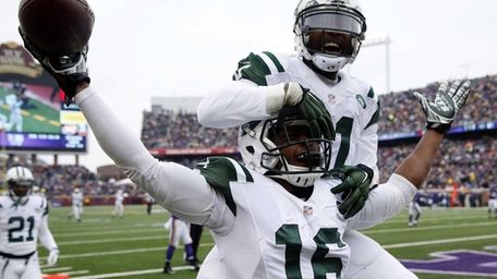 New York Jets wide receiver Percy Harvin celebrates