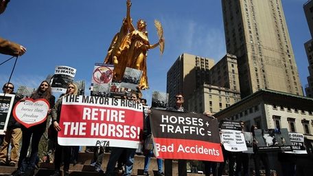 People protest against the use of carriage horses
