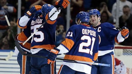 New York Islanders defenseman Johnny Boychuk (55) celebrates