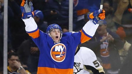 Ryan Strome of the New York Islanders celebrates