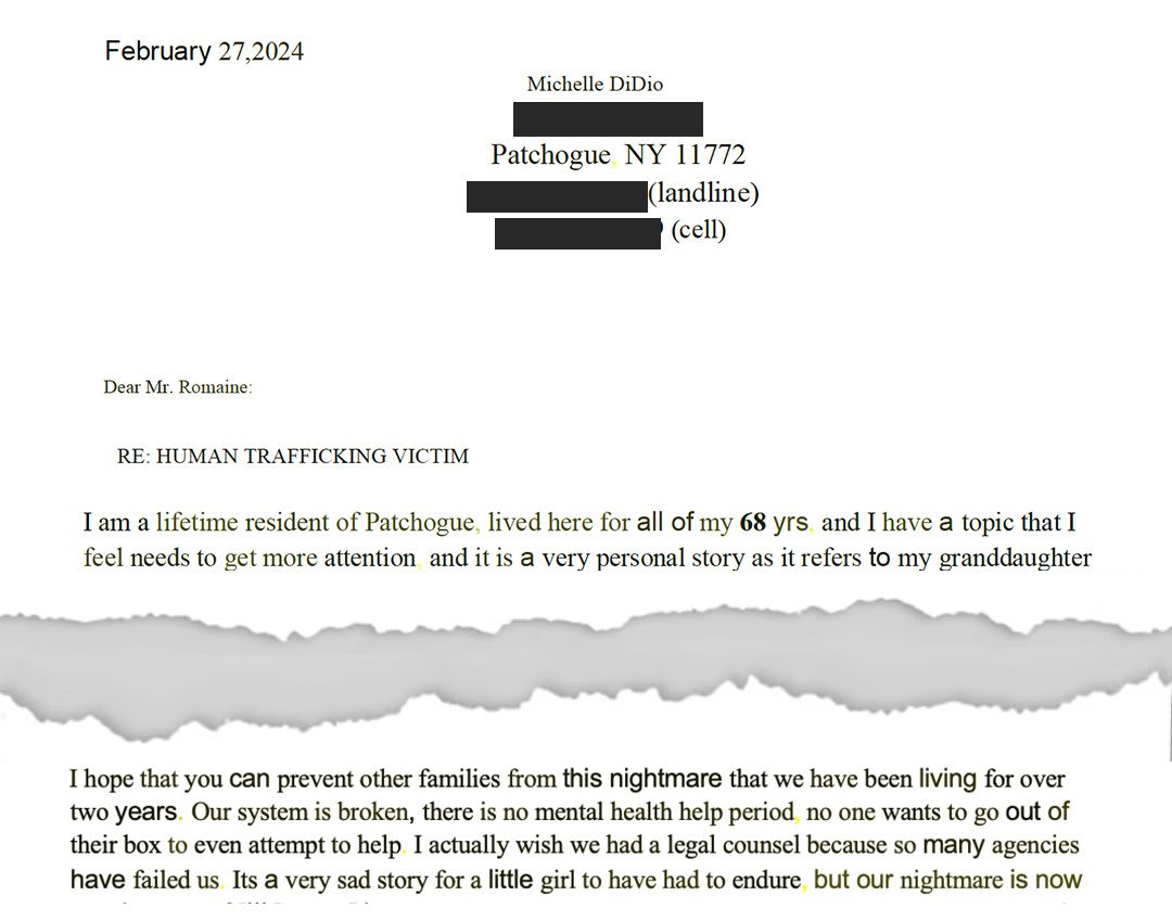 Missing girl letter